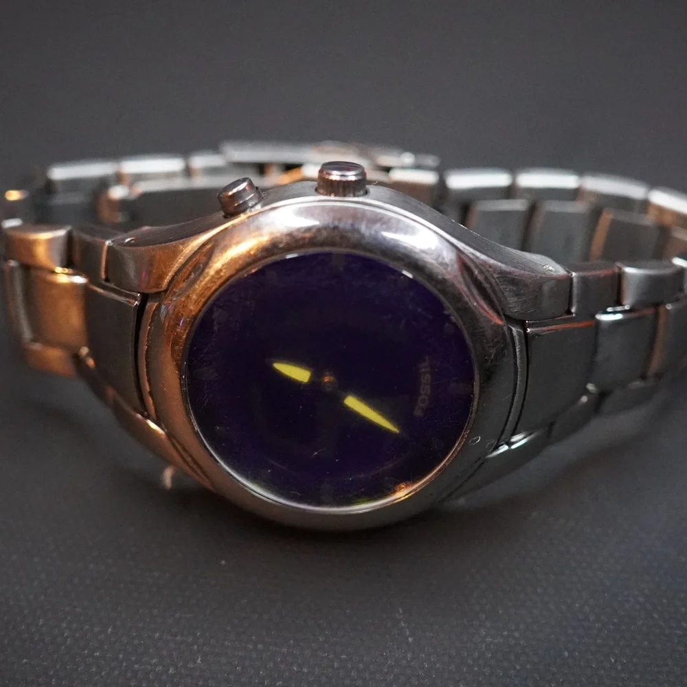 Rare Vintage FOSSIL Big Tic JR8096 Blue Quartz Animated Mens Watch